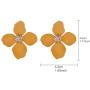 Nicole Miller New York Mustard Yellow Four Leaf Flower GoldCenter Crystal RhinesStud Earrings