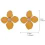 Nicole Miller New York Mustard Yellow Four Leaf Flower GoldCenter Crystal RhinesStud Earrings