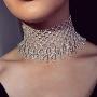 Nicute Festival Rhinestone Choker Necklace Full Crystal Silver Necklaces Chain Summer Club Neck Jewelry Accessories for Women and Girls