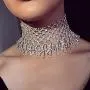 Nicute Festival Rhinestone Choker Necklace Full Crystal Silver Necklaces Chain Summer Club Neck Jewelry Accessories for Women and Girls
