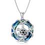 TOUPOP Ocean Wave and Cute Sea Turtle Necklace for Women 925 Sterling Silver Necklace Pendant Jewelry with CrystalGifts for Turtle Lovers Girls Mother