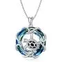 TOUPOP Ocean Wave and Cute Sea Turtle Necklace for Women 925 Sterling Silver Necklace Pendant Jewelry with CrystalGifts for Turtle Lovers Girls Mother