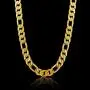 STRUCTURE BY NES 24K Yellow Gold Plated Brass Polished Figaro Mens Chain Necklace