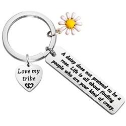 TIIMG My Tribe Gift Daisy Jewelry Celebrate Friendship Gift Love My Bride Tribe Jewelry Tribal Keychain Sorority Sister Gift