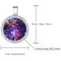 Galaxy Necklace 14k Gold Plated Tennis Chain Universe Pendant Bling Iced CZ Nebula Necklace for Women Men, 18'' + 2'' Inches