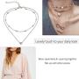 Yfe Heart Pendant Necklace Heart Layered Necklace Choker for Women and Girls Satellite Necklace Jewelry (Silver)