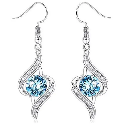 Sllaiss 925 Sterling Silver Post Blue Crystal Eye Drop Dangle Earrings18K White Gold Plated Swarovski Crystal Drop Earrings for Women Sllaiss 925 Sterling Silver Post Blue Crystal Eye Drop Dangle Earrings18K White Gold Plated Swarovski Crystal Drop Earrings for Women