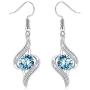 Sllaiss 925 Sterling Silver Post Blue Crystal Eye Drop Dangle Earrings18K White Gold Plated Swarovski Crystal Drop Earrings for Women