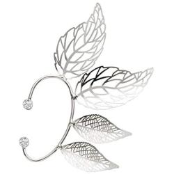 Elf Ear Cuff Metal Leaf Wrap Earring Hollowed Flower Leaf Cosplay Fairy Ear Wrap Cuffs Earrings for Women Girls Wedding Jewelry Filigree Fairy Elven Fantasy Handcraft Ear Cuffs