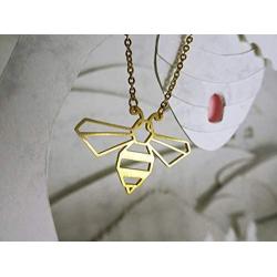 La Menagerie Bee Gold Origami Jewelry - Gold Geometric Chain Necklace – 18 Karat Plated Gold Necklace for Women & Girls – Stylish Bee Pendant Necklace