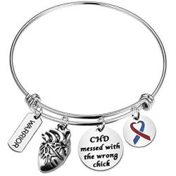 SEIRAA CHD Awareness Jewelry Heart Disease CHD Warrior Gift CHD Messed with The Wrong Chick Bracelet