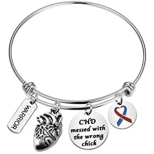 SEIRAA CHD Awareness Jewelry Heart Disease CHD Warrior Gift CHD Messed with The Wrong Chick Bracelet