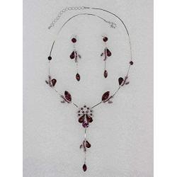 Faship Gorgeous Rhinestone Floral Crystal Necklace Earrings Set