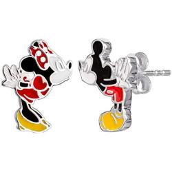 Disney Mickey and Minnie Mouse Sterling Silver Mismatched Kiss Stud Earrings