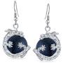 Fashion Rainbow Gemstones Crystal Opalite Translucent Round Ball Dangle Orb Asian Dragon Earrings For Women For Teen