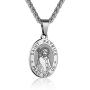P. BLAKE Oval Saint Christopher/Michael/Joseph/Jude Necklace for Men Women, Stainless Steel Catholic Patron Pendant with Chain 24 Inches