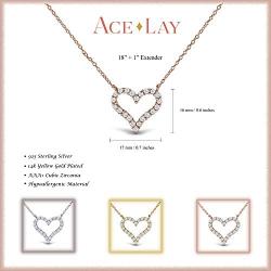 AceLay 14k Gold Plated Sterling Silver Heart Necklaces for Women Filled with CZ Stones | Womens Jewelry Love Pendant Necklace