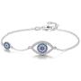 TONGZHE Blue Evil Eyes Link Bracelet Sterling Silver 925 Cubic Zirconia Chain Adjustable 7''