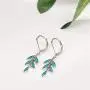 Opal Gem Drop Dangle Earrings, Created Blue/Green Opal Earrings, Olive Leaf Leverback Earrings For Women Girls Opal Gem Drop Dangle Earrings, Created Blue/Green Opal Earrings, Olive Leaf Leverback Earrings For Women Girls