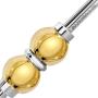 Solid 925 Sterling Silver And 14K Gold Double Ball Designer Cuff Bangle Bracelet.