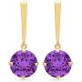 Certified 14k White or Yellow Gold Solitaire Round-Cut Gemstone Drop Earrings (8mm)