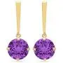 Certified 14k White or Yellow Gold Solitaire Round-Cut Gemstone Drop Earrings (8mm)