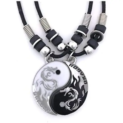 Tapp Collections Dragon Yin Yang 2 Pewter Pendant Necklaces Set Tapp Collections Dragon Yin Yang 2 Pewter Pendant Necklaces Set
