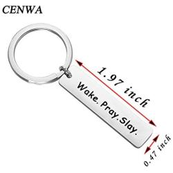 CENWA Wake Pray Slay Quote College Student Gift Friendship Keychain Morning Motivation Inspiring Jewelry Gift for Best Friend