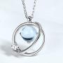 Star Planet Necklace Choker Blue Glass Cubic Zirconia Starry Universe Round Circle Pendant Necklace for Women Girls Fashion Jewelry