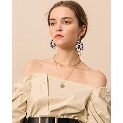 Sunssy 16-20 Pairs Leather Earring for Women Teardrop Leopard Print Leather Dangle Earring Lightweight
