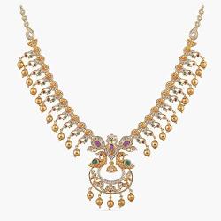 Tarinika Tanu Gold-Plated Indian Jewelry Set with Necklace and Earrings - White Red Green