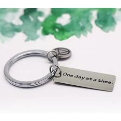 Meiligo Sobriety Keychain One Day at a Time Keychain Addiction Recovery Inspirational Jewelry Motivational Gifts