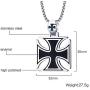 PJ Jewelry Two-Tone Stainless Steel Jerusalem Knights Templar Maltese Cross Pendant Necklace with Box Chain