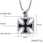 PJ Jewelry Two-Tone Stainless Steel Jerusalem Knights Templar Maltese Cross Pendant Necklace with Box Chain PJ Jewelry Two-Tone Stainless Steel Jerusalem Knights Templar Maltese Cross Pendant Necklace with Box Chain