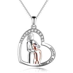 LUHE Mothers Day Necklace Sterling Silver Mother and Son Necklace Love You Forever Mom Pendant Necklace Jewelry Gifts