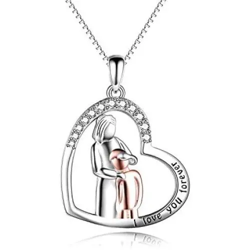 LUHE Mothers Day Necklace Sterling Silver Mother and Son Necklace Love You Forever Mom Pendant Necklace Jewelry Gifts LUHE Mothers Day Necklace Sterling Silver Mother and Son Necklace Love You Forever Mom Pendant Necklace Jewelry Gifts