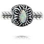 Vintage Style Created Opal Bali Style Scroll Milgrain Charm Bead For Women 925 Sterling Silver Fits European Bracelet