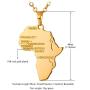 U7 Hip Hop Jewelry 22'' Long Chain Platinum/Rose Gold/Black Gun/18K Gold Plated African Map Pendant Necklace,Men Women Gift
