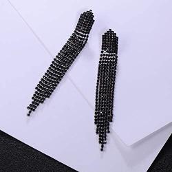 Extra Long Rhinestone Drop Earrings Women’s Sparkling Waterfall Fringe Tassel CZ Crystal Statement Studs Wedding Bridal Party Dangle Earring Simulated Diamond Earrings for Bride Bridesmaids