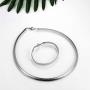 Cupimatch Stainless Steel Omega Chain 8mm 18 inch Necklace 7.3 inch Bracelet Jewelry Set for Women Girl