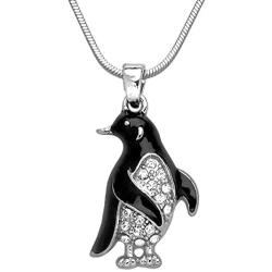 DianaL Boutique Beautiful Penguin Pendant Necklace Silver Tone Rhodium Plated Gift Boxed