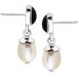 Silpada Black and White Natural Onyx and 8 mm Freshwater Cultured Pearl Drop Earrings in Rhodium over Silver