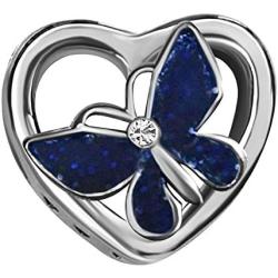 JMQJewelry Lucky Butterfly Heart Dangle Charm for Bracelets Mothers Christmass Day
