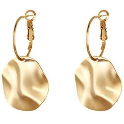Round Disc Circle Plate Minimalist Fishhook Elegant Dangle Drop Earrings Chic Geometric Dangling Hanging Fashion Lightweight Simple Modern Statement Jewelry Gifts