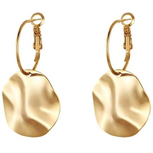 Round Disc Circle Plate Minimalist Fishhook Elegant Dangle Drop Earrings Chic Geometric Dangling Hanging Fashion Lightweight Simple Modern Statement Jewelry Gifts