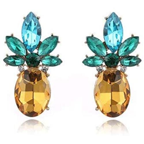 TIANHONGYAN Pineapple Earrings for Women and Girls Cute Crystal Drop Fruit Earrings Charm Jewelry Gifts - Suitable for Beach Holidays and Parties