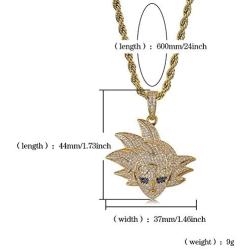 Hip Hop Cartoon Iced Out Bling Zirconia Pendant Chain Charm18K Gold Plated Necklace for Men Women