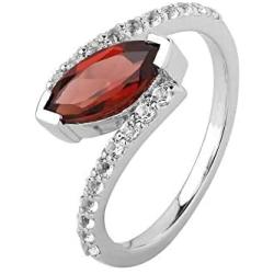 ShahGems Summer Fashion Sale Natural Gemstone Birthstone Rings (Size 7) for Women Garnet Marquise(1.5 cttw) Petite 925 Sterling Silver Red Rings for Women