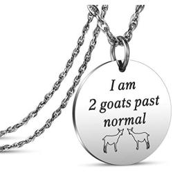 JanToDec Jewelry 2 Goats Past Normal Pendant Necklace Goat Farmer Gifts Goat Lover Gifts Goat Farm Pet Pygmy Goat Gift