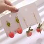 ZRosse 2 Pairs 3D Pink Peach Drop Earrings Cute Fruit Gold Dangle Earrings Charm Jewelry Gift Earrings for Women Girls